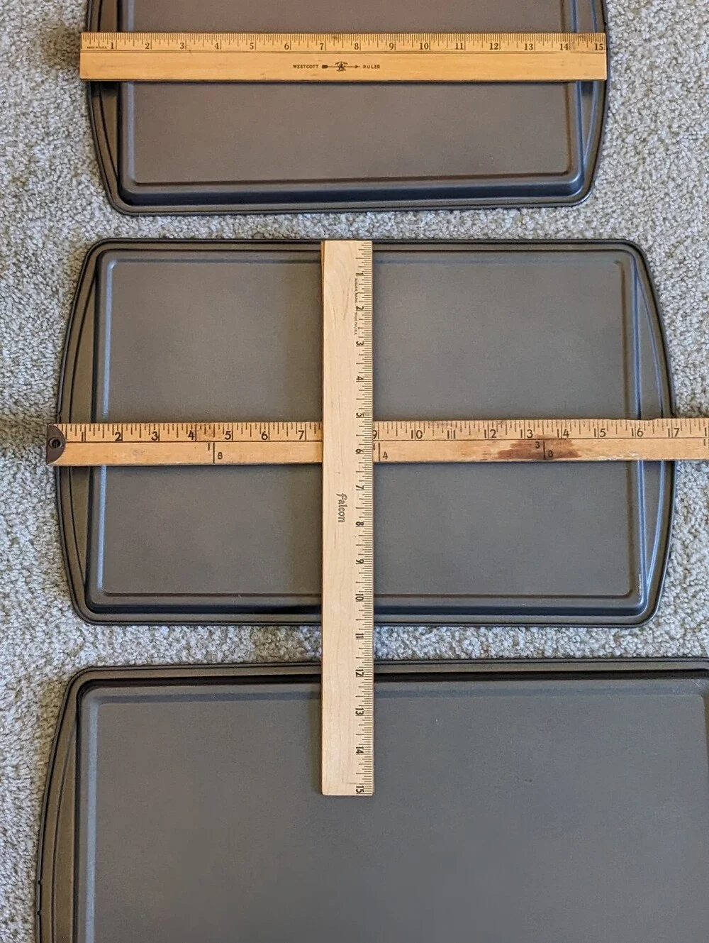 Baking Sheet 3 Sizes Cookie Sheets Coated Metal Unbranded Handles Pre-owned